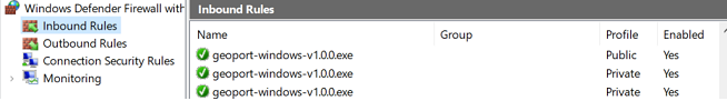 GeoPort Firewall Rule